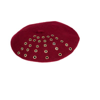 Wool Beret w/ Grommets - Gladys Tamez Millinery