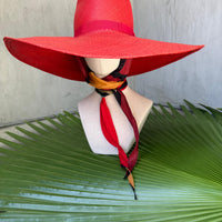 LIMITED EDITION Red hat with vintage silk scarf
