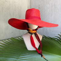 LIMITED EDITION Red hat with vintage silk scarf