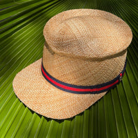 LIMITED EDITION Panama straw cap with vintage striped grosgrain