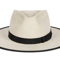 Cher. Women and Men Handmade Felt Velour Alabaster and Black Hat With Grosgrain Band. 