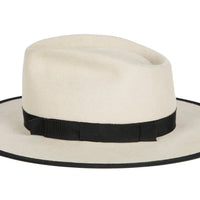 Cher. Women and Men Handmade Felt Velour Alabaster Hat With Black Grosgrain Band.