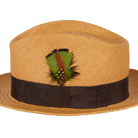 Dillon. Men's Handmade Panama Straw Hat With Grosgrain Band and Feather.