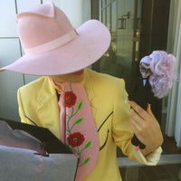 Lady Bianca. Women's Handmade Felt Velour Pink Hat. Gladys Tamez Hat Store.