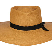 Paloma. Women and Men's Handmade Panama Straw Cafe Hat with black grosgrain band. Gladys Tamez Hat Store.