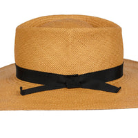 Paloma. Women and Men's Handmade Panama Straw Cafe Hat with black grosgrain band. Gladys Tamez Hat Store.