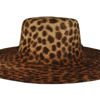 Verushka. Women Felt Velour Floppy Leopard Hat With Silk Band.