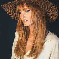 Verushka. Women Felt Velour Floppy Leopard Hat With Silk Band.