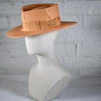 Cafe asymmetrical crown straw fedora SAMPLE SALE