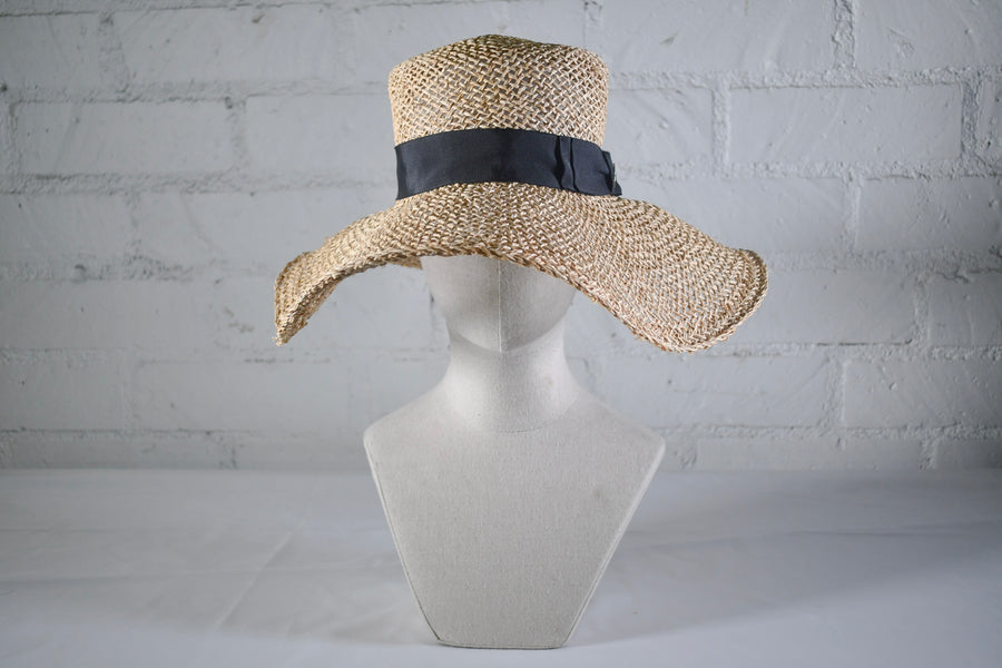 Boater wide brim straw SAMPLE SALE