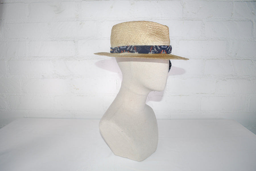 Straw scarf band fedora SAMPLE SALE