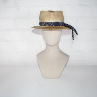 Straw scarf band fedora SAMPLE SALE