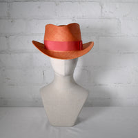 Orange straw mini fedora SAMPLE SALE