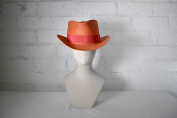 Orange straw mini fedora SAMPLE SALE