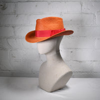 Orange straw mini fedora SAMPLE SALE