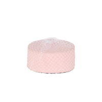 Pink pillbox with white veil