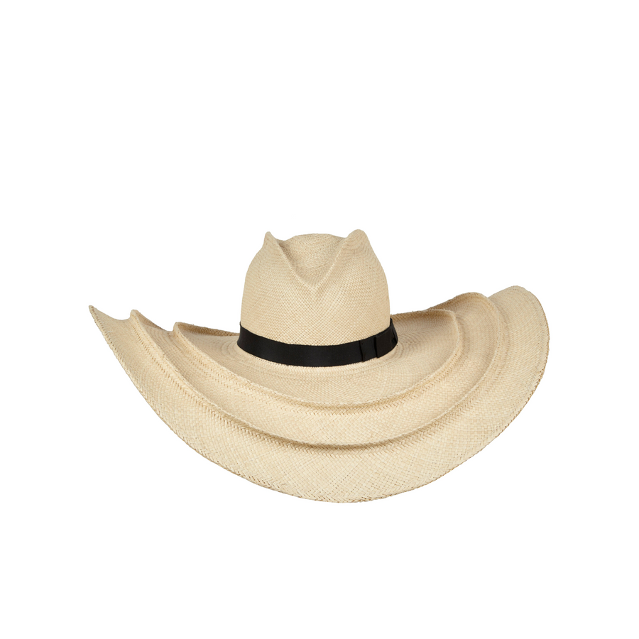 Handmade Panama Straw Sun Hat with Black Grosgrain Band. Over Size Hat. Gladys Tamez Hat Store