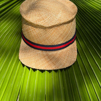 LIMITED EDITION Panama straw cap with vintage striped grosgrain