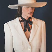 Bianca. Women Felt Velour White Hat With Grosgrain Band