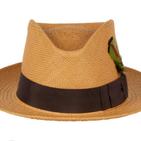 Dillon. Men's Handmade Panama Straw Hat With Grosgrain Band and Feather. 