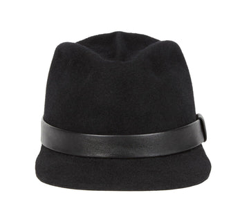Double Agent. Women and Men's Handmade Black Felt Velour Caps. Gladys Tamez Hat Store. 