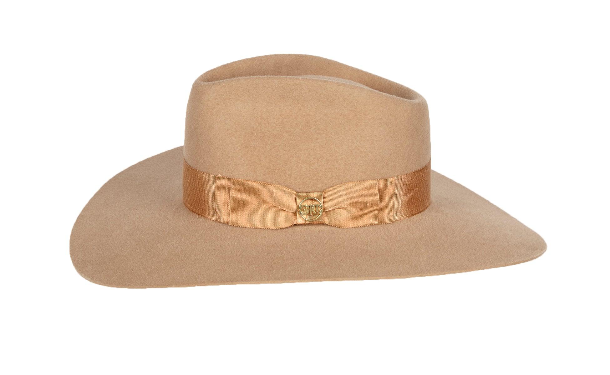 Gladys Tamez Millinery Brown Felt Velour Wide-Brim Hat HUNTER-WHITE-HAT-WIDE-BRIM-  main image 3