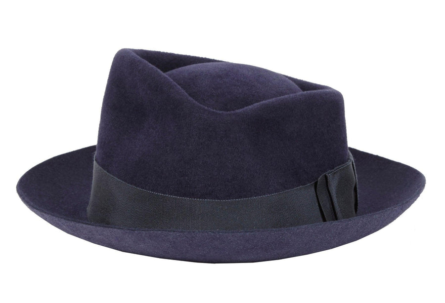 Franz. Men's Handmade Navy Blue Felt Velour Hats. Gladys Tamez Hat Store.