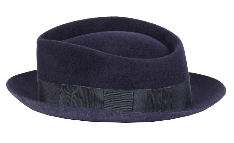 Franz. Men's Handmade Navy Blue Felt Velour Hats. Gladys Tamez Hat Store.